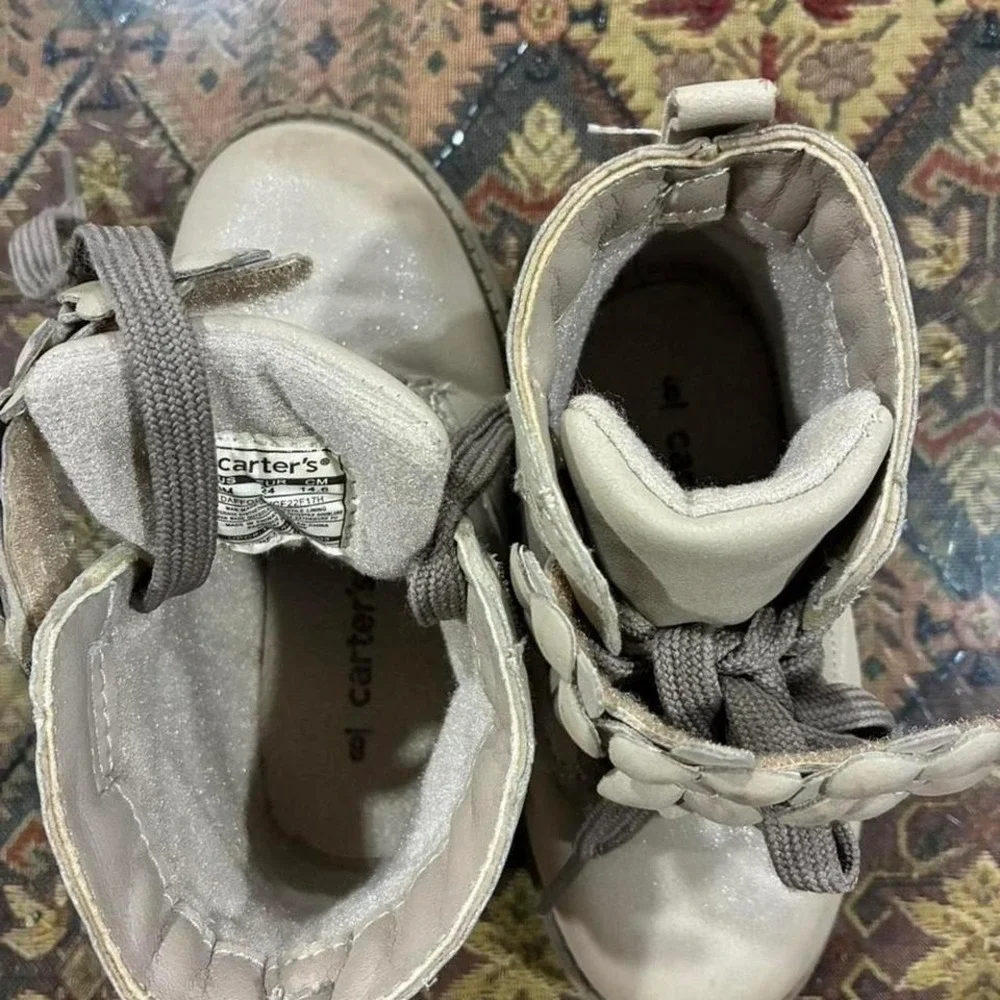 Carter's silver High Top Boots .Size 8 toddler